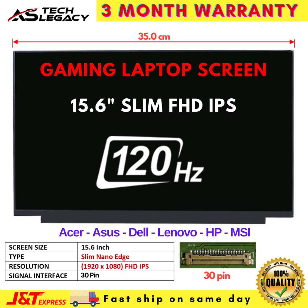 Écran 15,6" FHD IPS Pour PC Portable - Remplacer Votre Dalle LCD Avec Modèle B156HAN02.1 - Neuf, 0 Pixel Mort