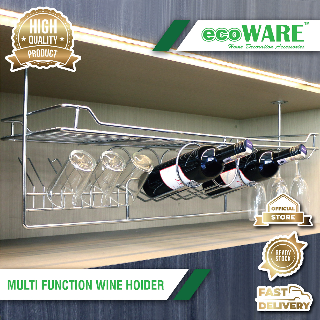 ecoWARE GHG-01 Multi Function Wine Holder Wine Glass Holder Kitchen ...