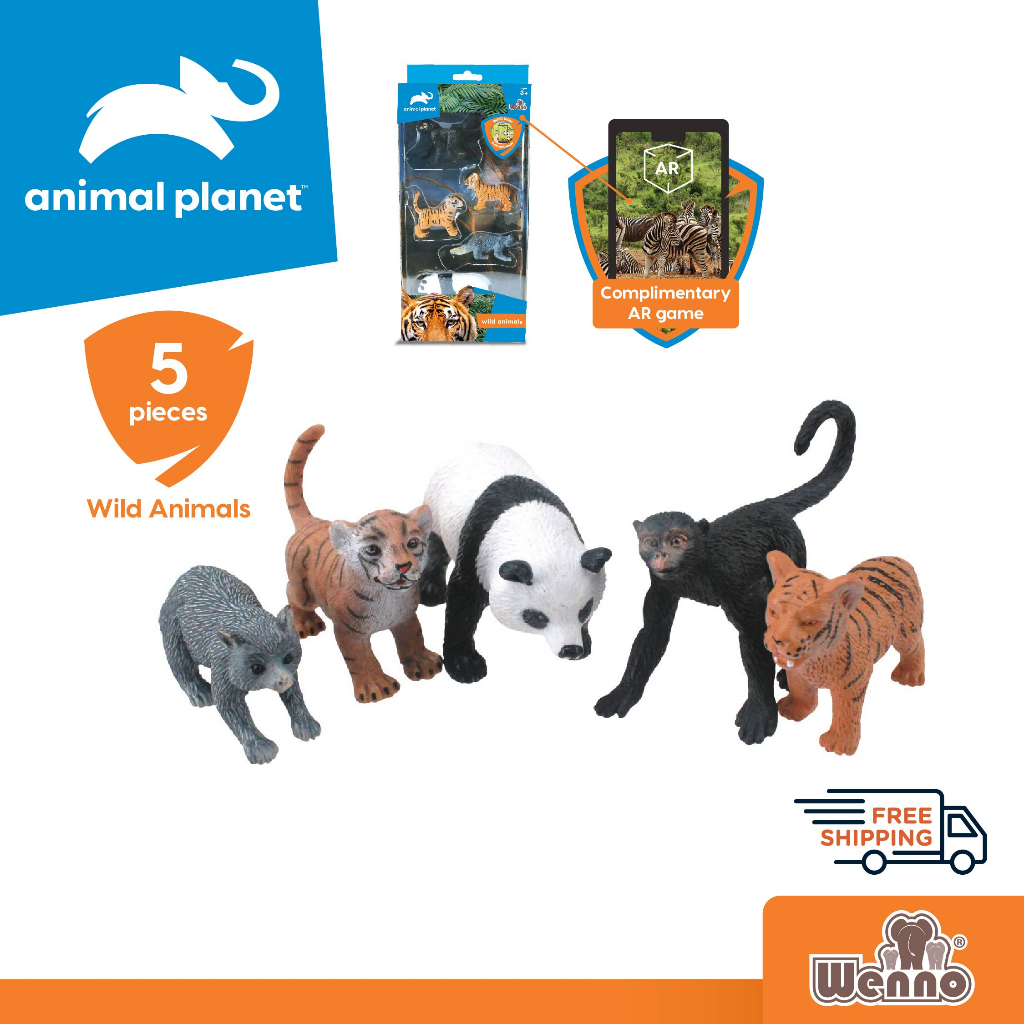 Wenno x Animal Planet 4-5pcs Animal Collection in window box Educational  Realistic Plastic Animal Toy Playset AR Game