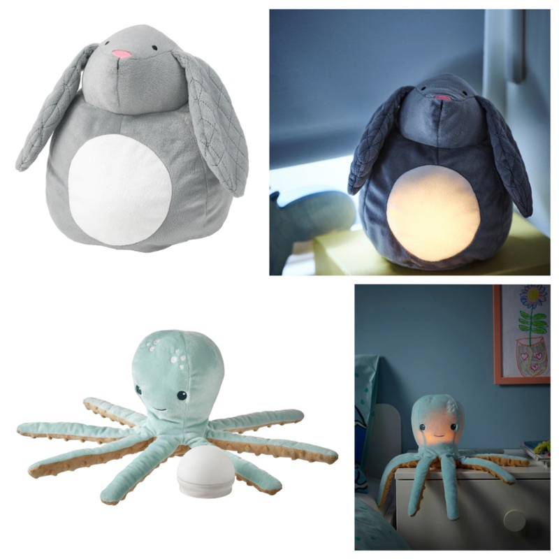ikea PEKHULT/BLAVINGAD Soft toy with LED night light, battery-operated ...