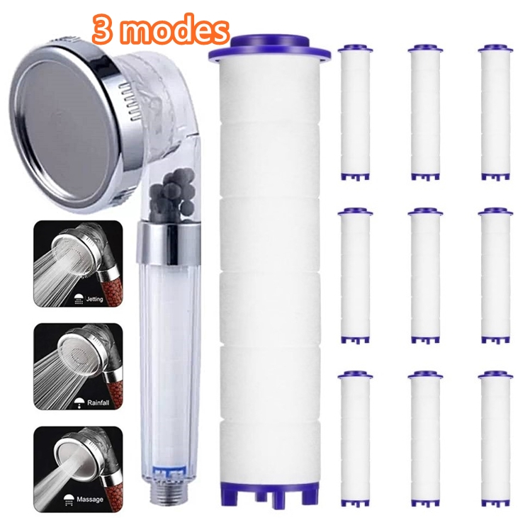 3 Modes Shower Head PP Filter Purifier Handheld Bathroom Showering