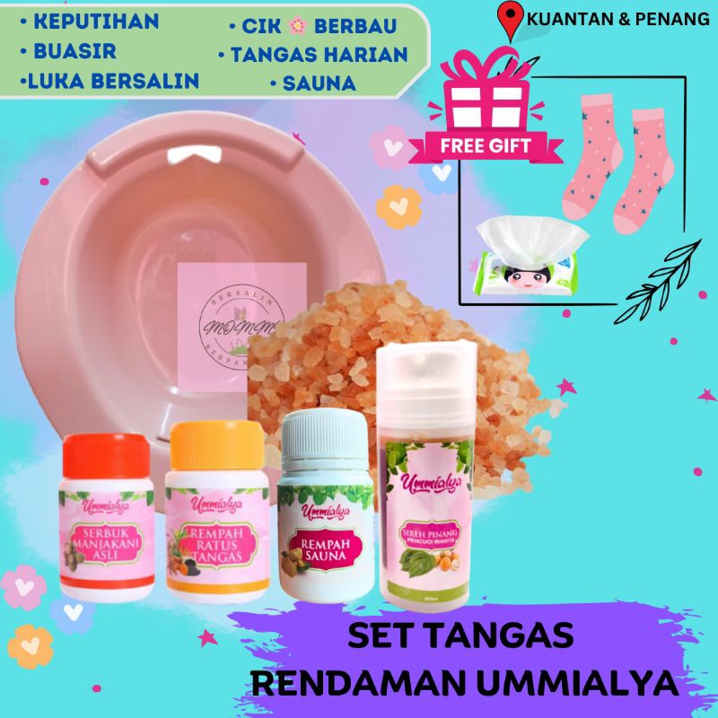 UMMIALYA Sitz Bath Basin Besen Set Tangas Herba Miss V Rendaman Faraj Berpantang Serbuk