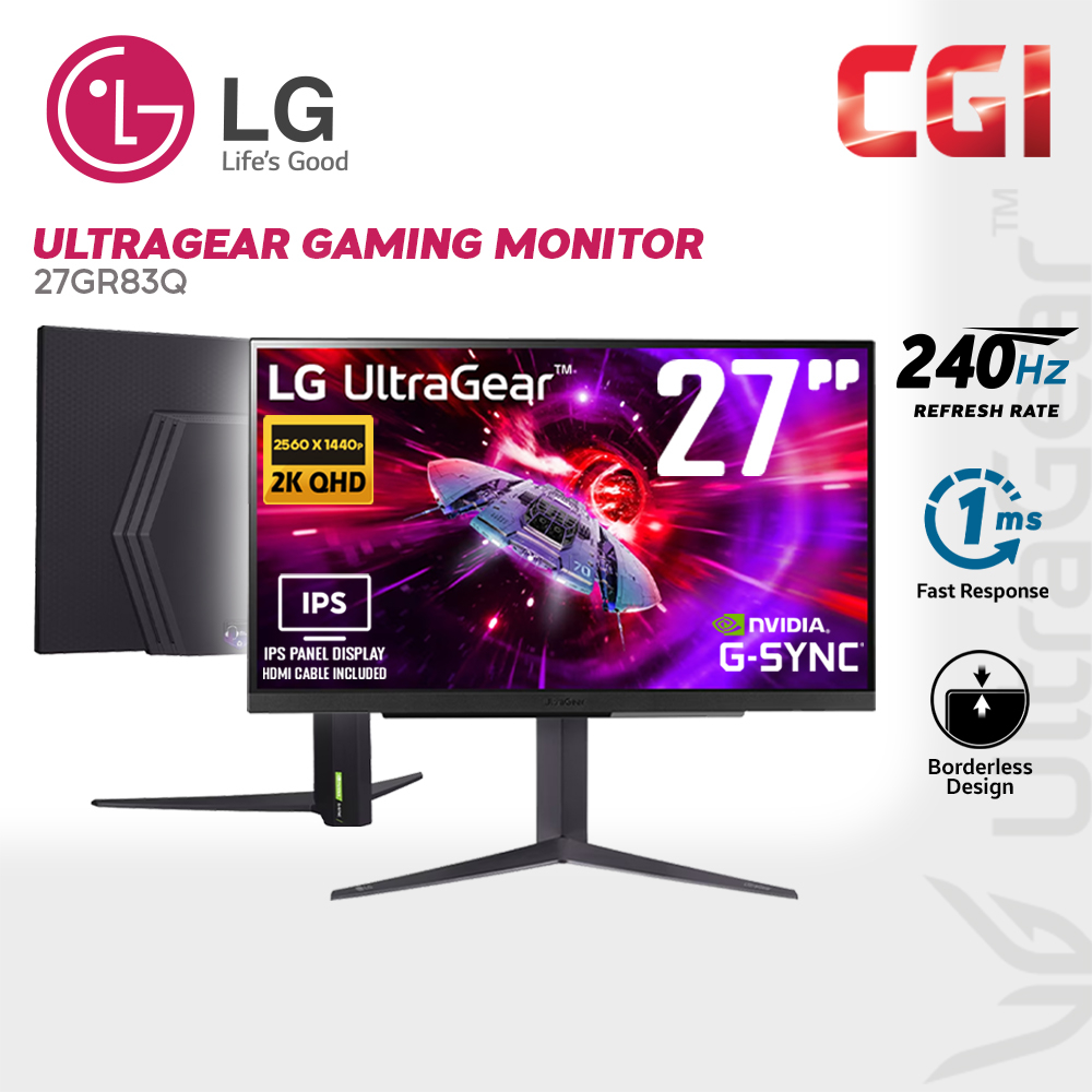 LG 27" 27GR83Q IPS QHD 240Hz 1ms HDR10 Freesync Gsync Ergonomic ...