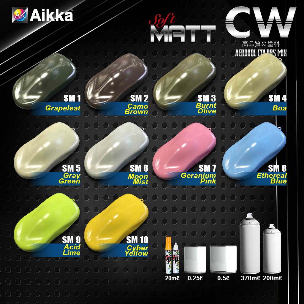 2K Paint 【 AIKKA Soft Matt 】 MATTE COLOUR Car Motor Paint SM1 - SM10 ...