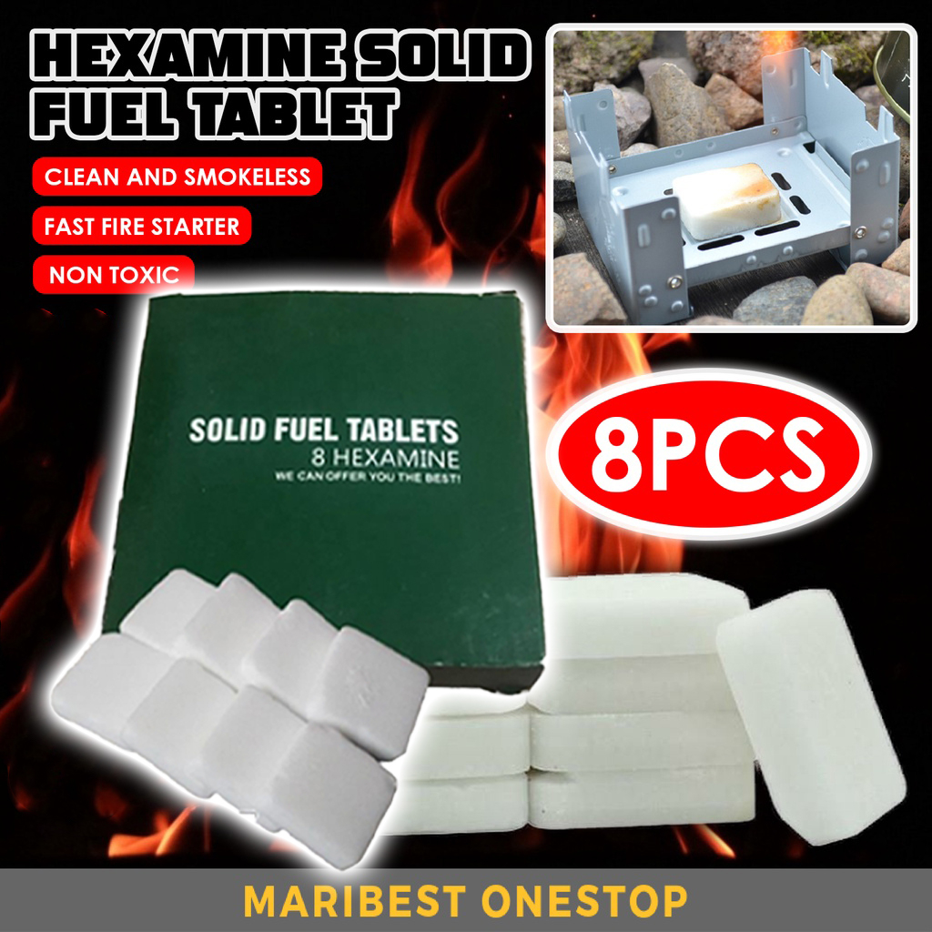 8Pcs Alcohol Fuel Tablet Charcoal Fire Starter Camping Foldable Solid