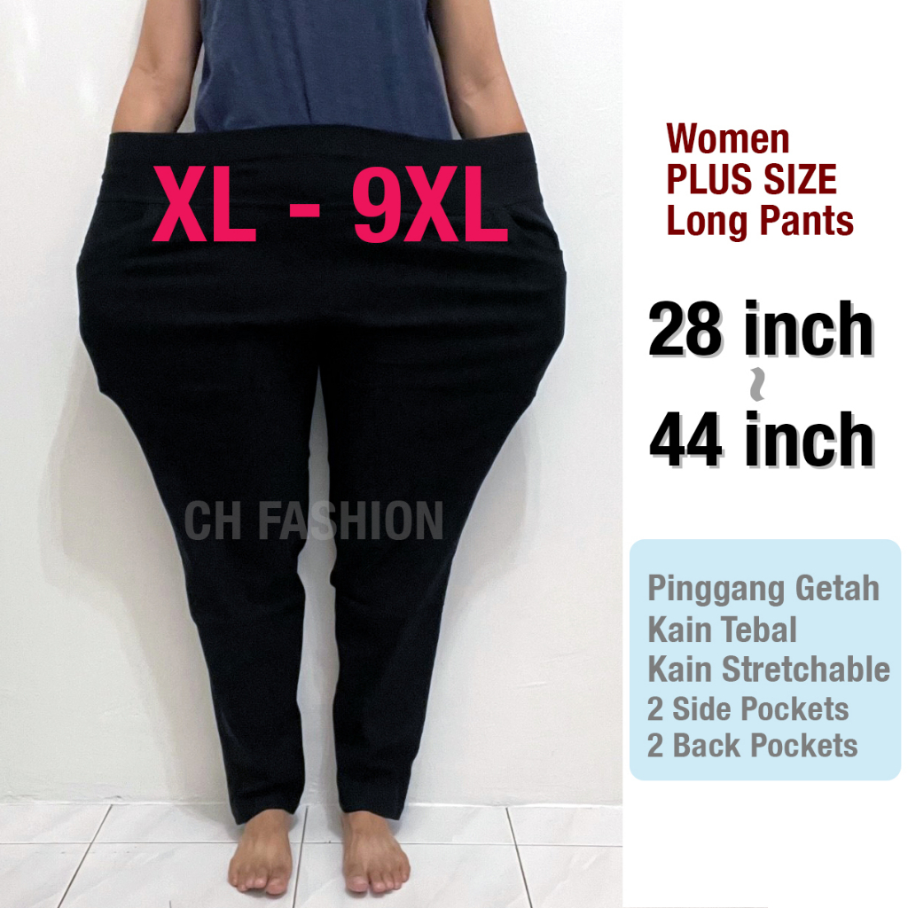 Women PLUS SIZE Long Pants Seluar Panjang Wanita Kain Stretchable Saiz  Besar Seluar Office Big size Trousers 女装加大码长裤 DYJ