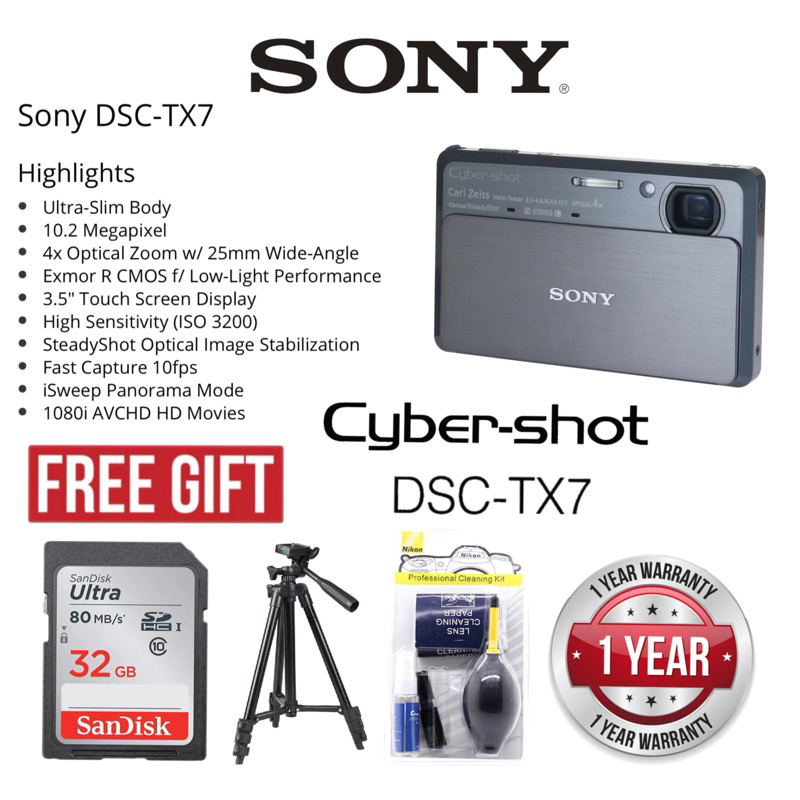Sony CyberShot DSCTX7 Ultra Slim Body 3.5 inch LCD Touch Screen