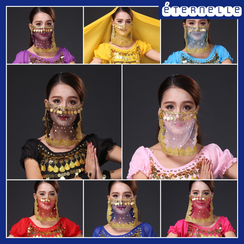 Rhinestone Face Veils Indian Belly Dance Arabian Night Accessory Shopee Malaysia