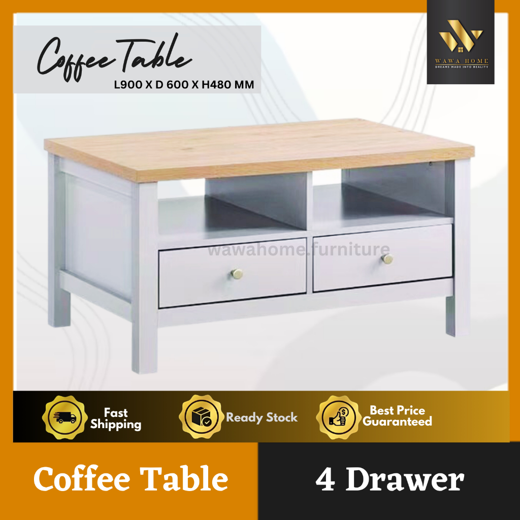 Coffee Table with 4 Drawer Storage Sideboard