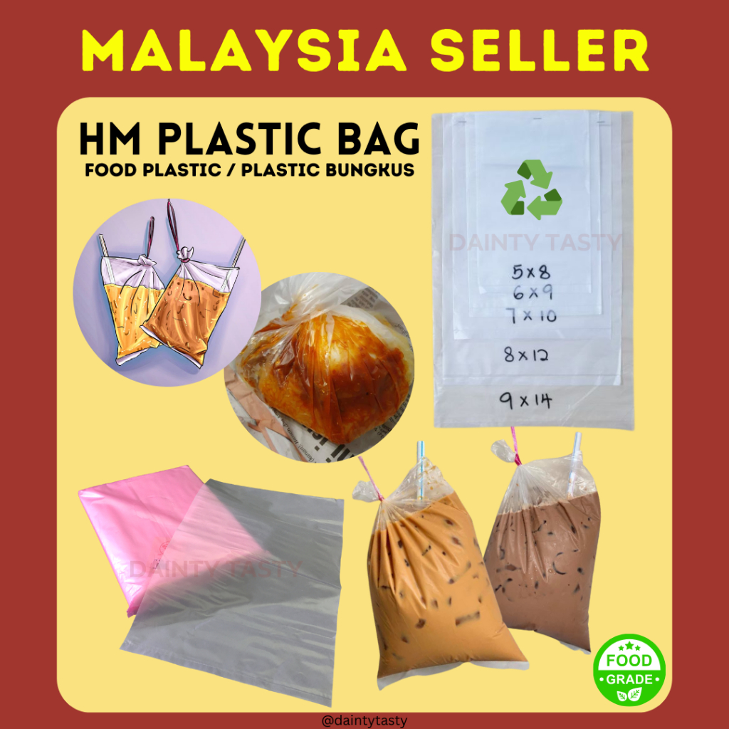 HM Transparent Plastic Bag | Plastik Bungkus Makanan Plastik Air ...