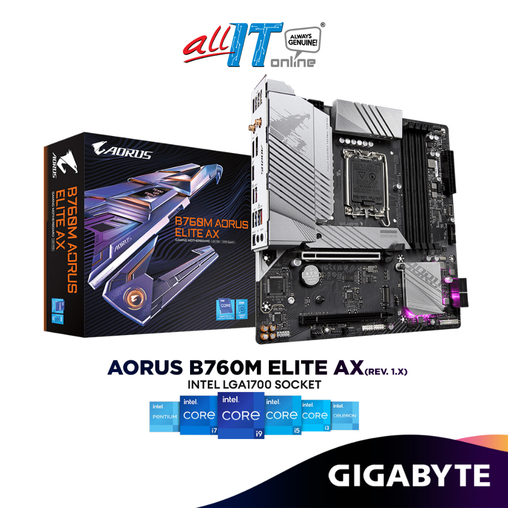 Gigabyte B760M AORUS ELITE AX DDR5 Micro ATX (mATX) Intel Gaming ...