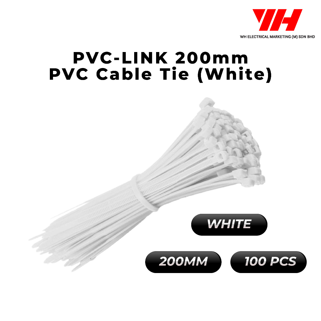 PVC -LINK 200MM PVC CABLE TIE (WHITE) - 100pcs | Shopee Malaysia