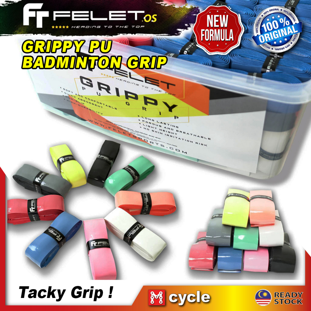 [100% ORIGINAL] FELET NEW GRIPPY PU GRIP Badminton Grip Racket Grip ...