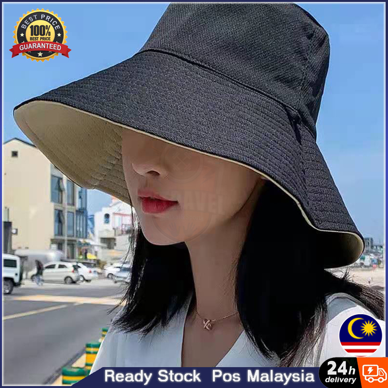 Korean Version Bucket Hat Women Men Outdoor Sun Hat TwoSided Hat Sun protection High Quali Topi Nelayan Double Side Shopee Malaysia