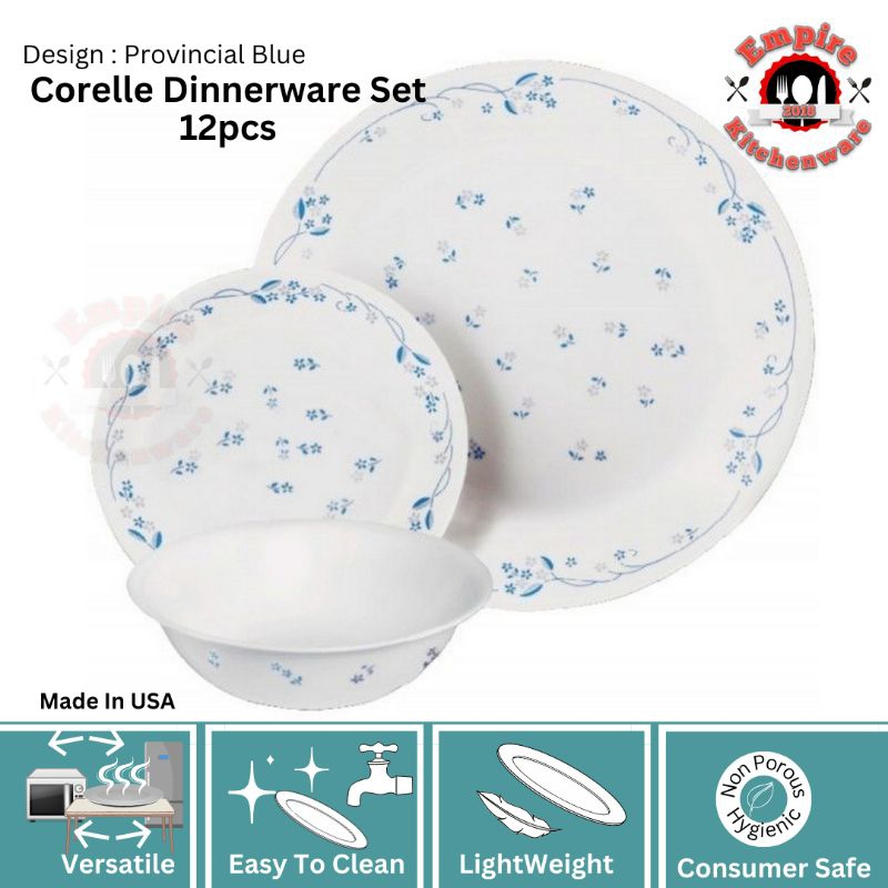 Corelle Provincial Blue 12pcs Dinnerware Set Dinner Serve Set Set
