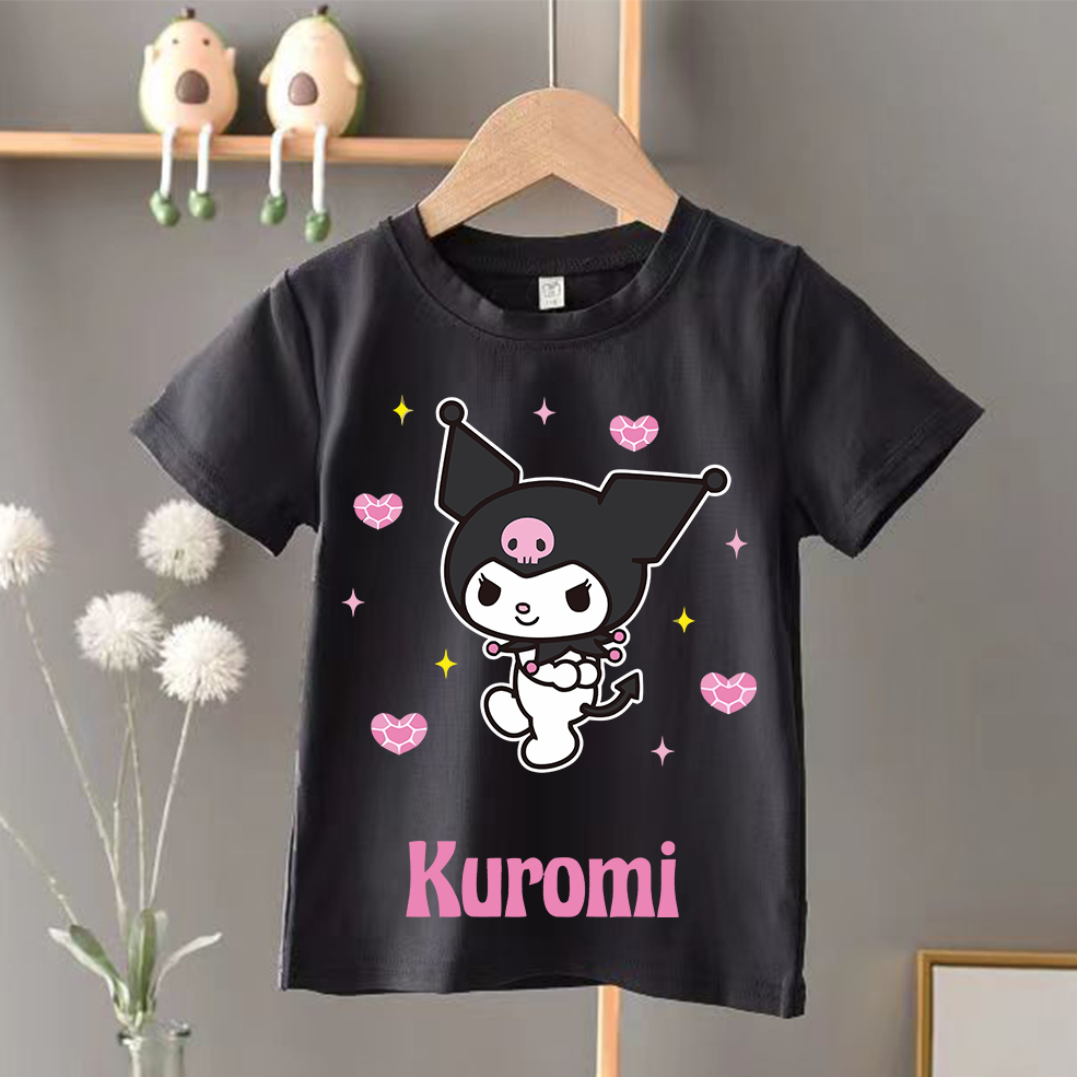 Kuromi Kids Cute White Rabbit T Shirt Girl Boy Kids Cotton 可爱男女童庫洛米小孩t恤 