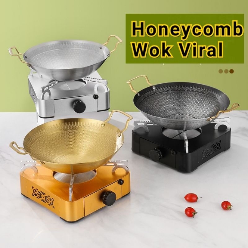 Korean Wok Stainless Steel Wok Kuali Sarang Lebah Shopee