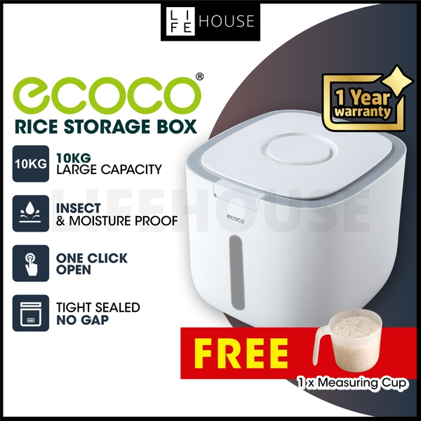 ECOCO Rice Storage Box Bekas Beras 10kg Bekas Simpan Beras 10kg Tempat ...