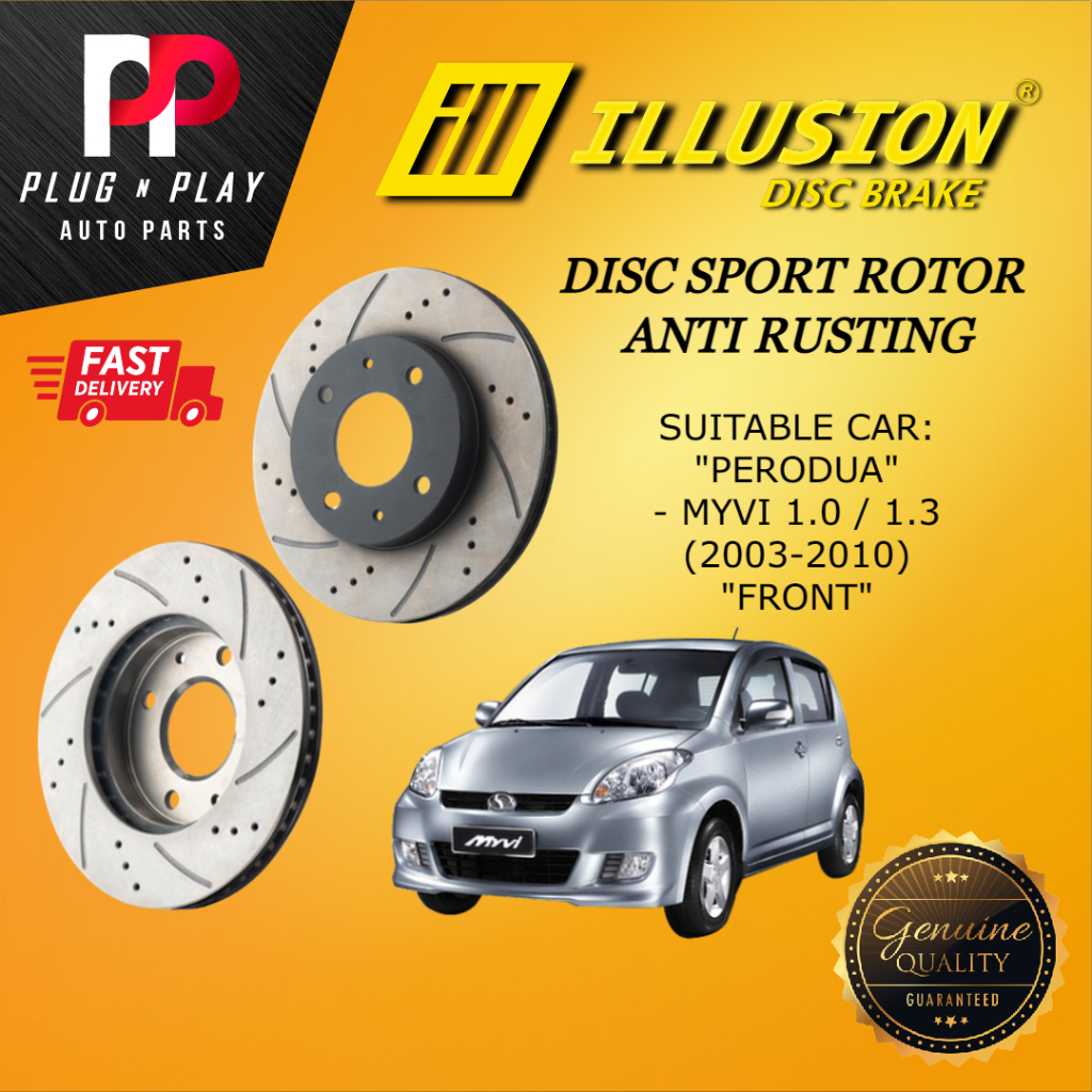 ILLUSION PERODUA MYVI 1.0 / 1.3 (2003-2010) FRONT ( DEPAN) DISC ROTOR ...
