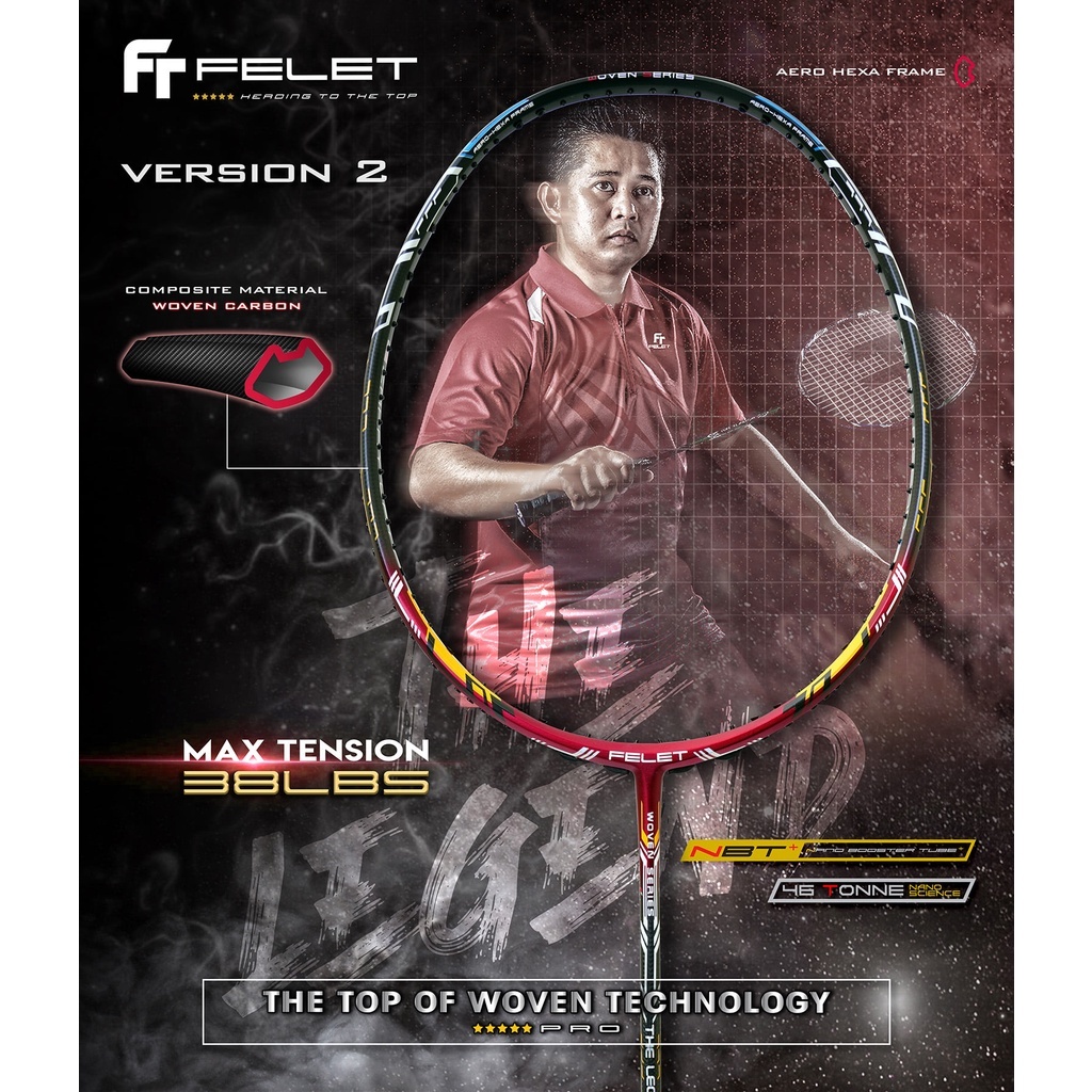 FELET Badminton Racket The Legend Zakry (4U) Red & Blue (No Stringing ...