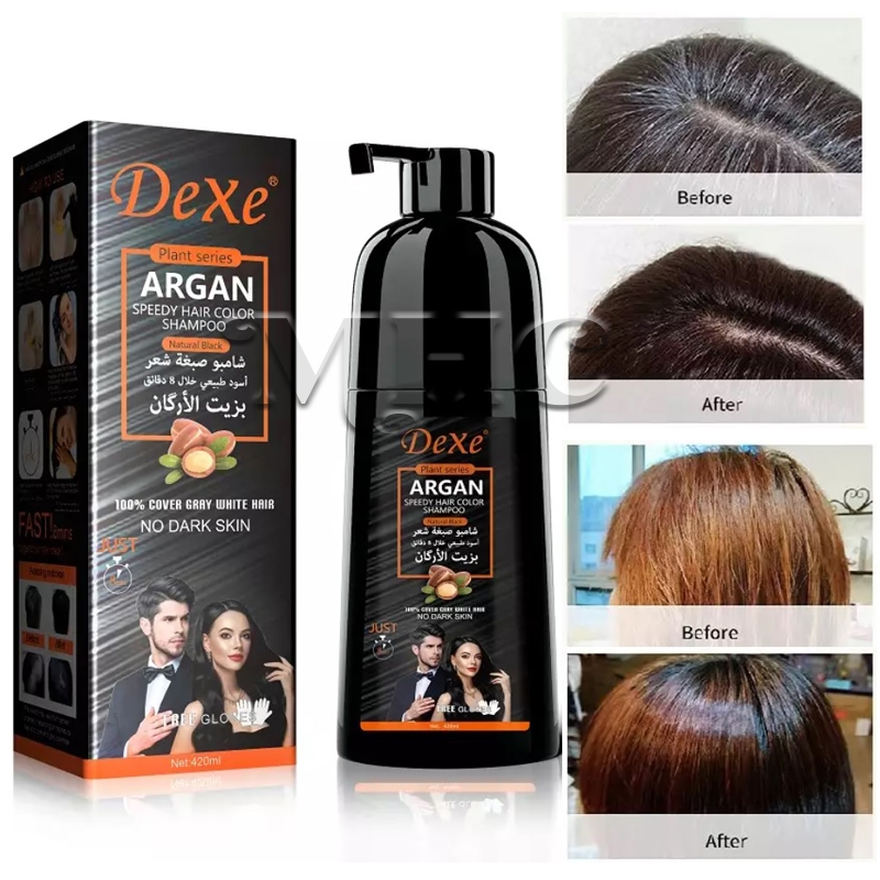 420ml Dexe Argan Speedy Hair Dye Color Shampoo/Cinema Black Hair Color