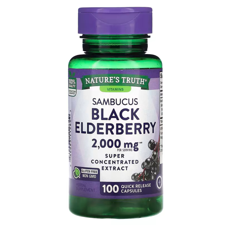 Nature's Truth, Sambucus Black Elderberry, 1,000 mg, 100 Quick Release ...