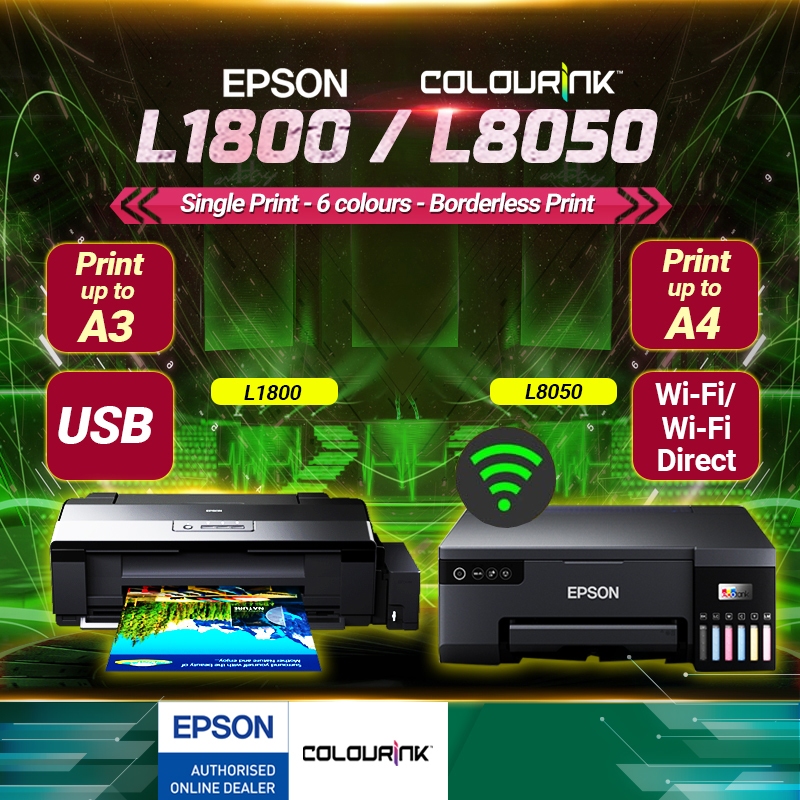 Epson L8050 A4 / L18050 A3 Photo 6 Colour Original Ink Tank Printer