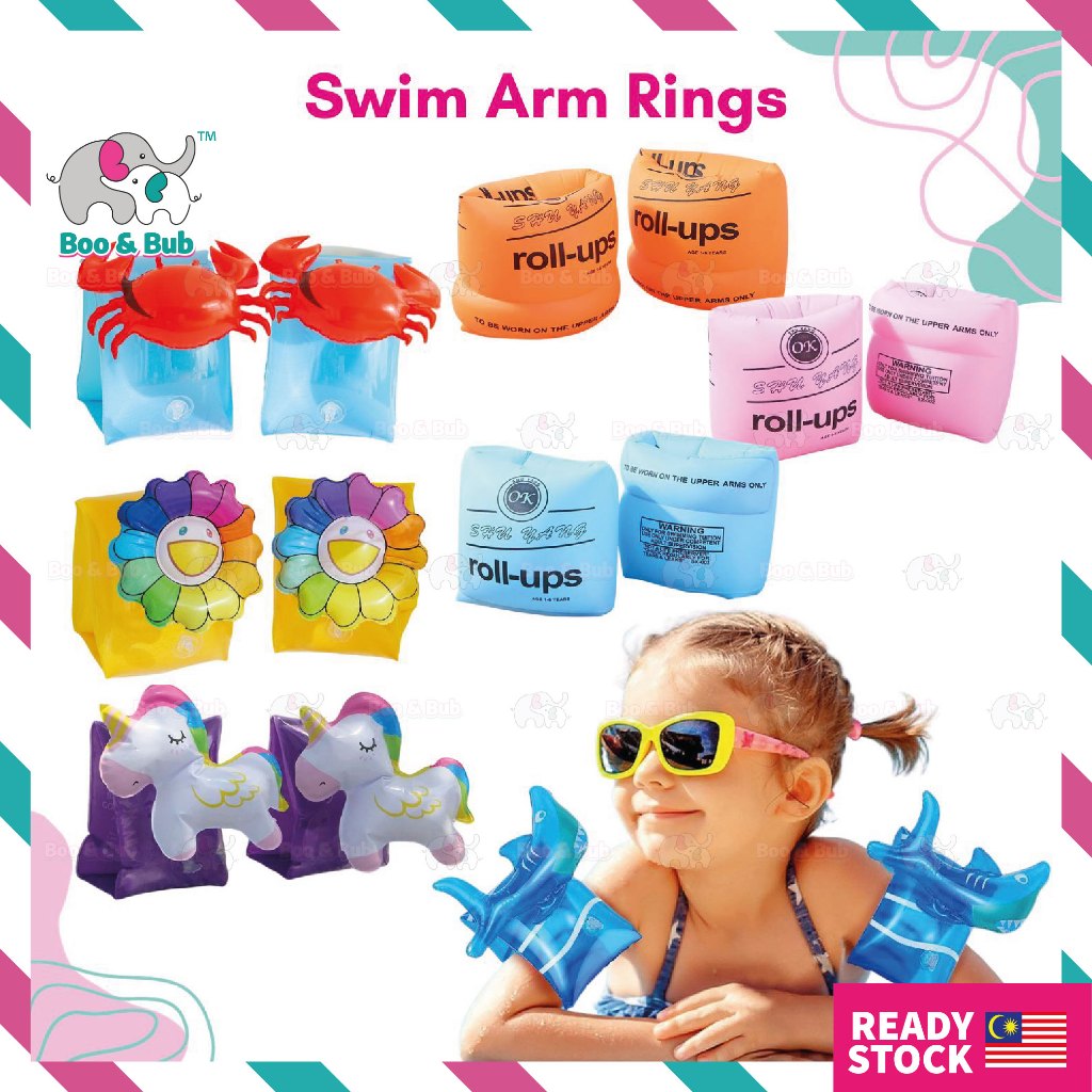 Cartoon Inflatable Swim Arm Rings Floats Bands Sleeves Rings Tube