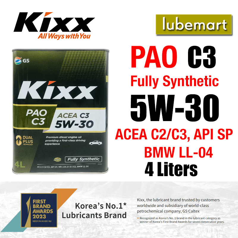 KIXX PAO C3 5W-30 FULLY SYNTHETIC ENGINE OIL 5W30 (4 LITERS) | Shopee ...