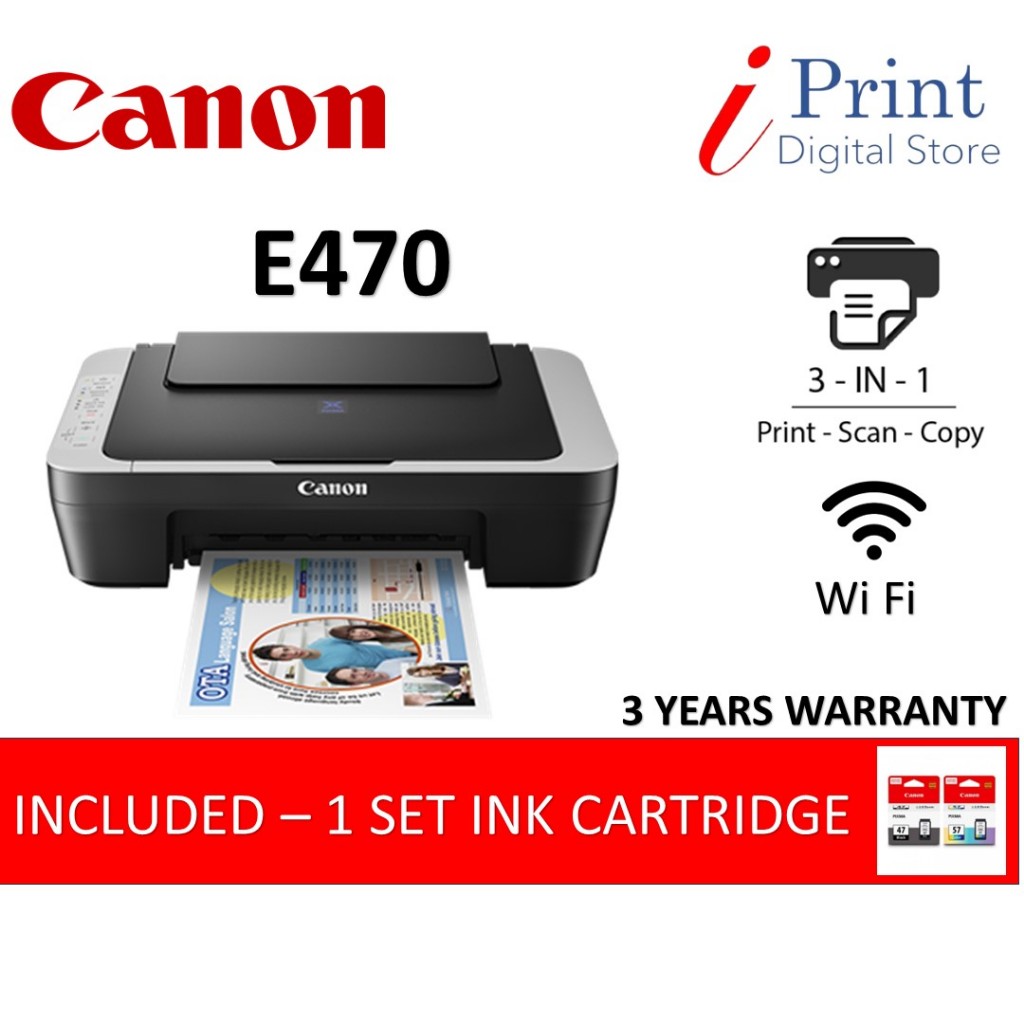 Canon E470 3In1 Color Inkjet Printer Function - Print, Scan, Copy ...