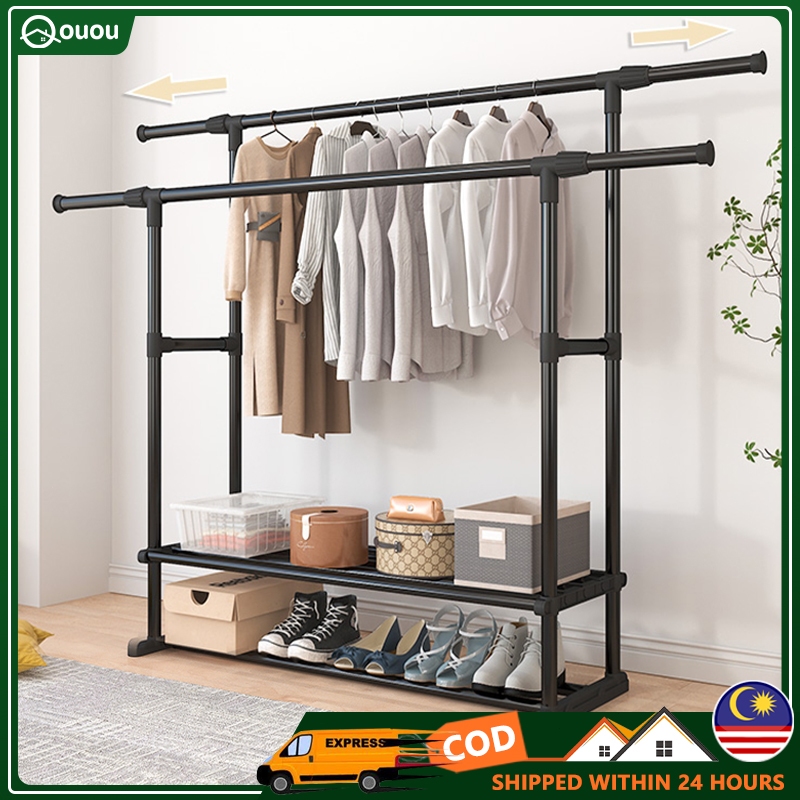 Single/Double Pole Strong Steel Structure Laundry Rack Extendable Cloth ...