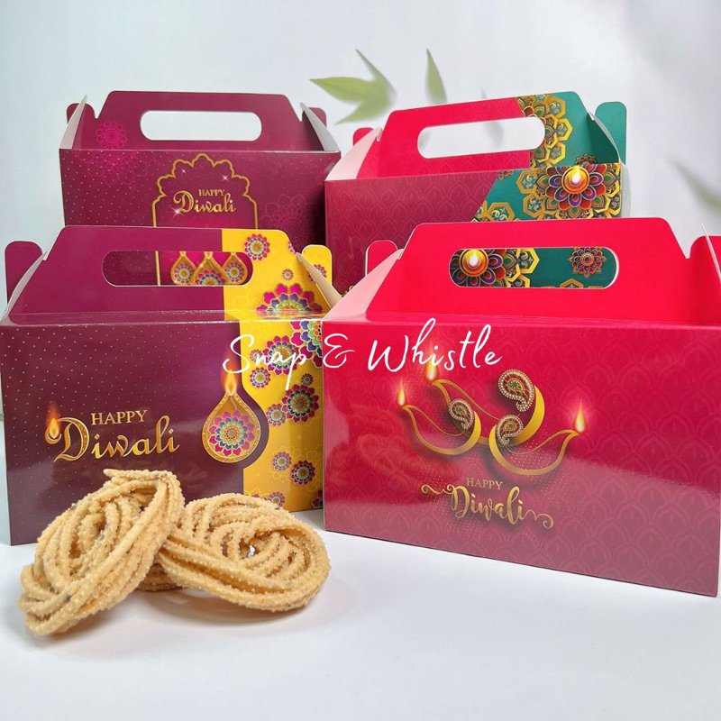 [NEW] 2024 Happy Deepavali Gift Box Diwali Box Kotak Kuih Raya Packaging Gift Bag Biskut Party