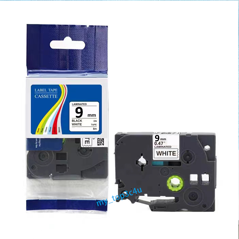 9mm TZe221 Black on White Tape Compatible Brother Label Tape for PT