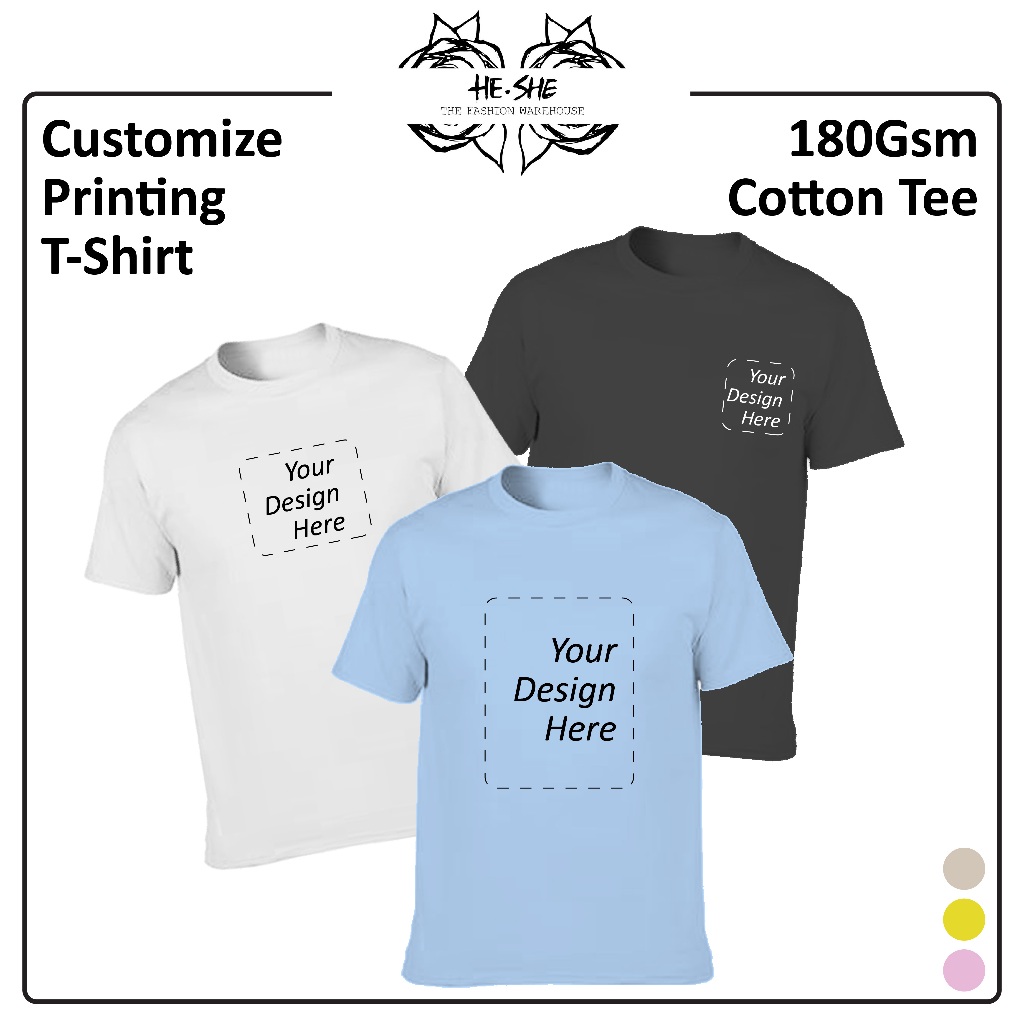 Customize TShirt Printing 180 gsm Cotton Print Your Own Design TShirt