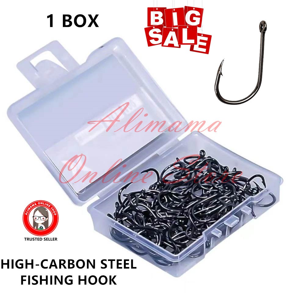 1 BOX Fishing Hook Set Strong Carbon Steel Saltwater Freshwater