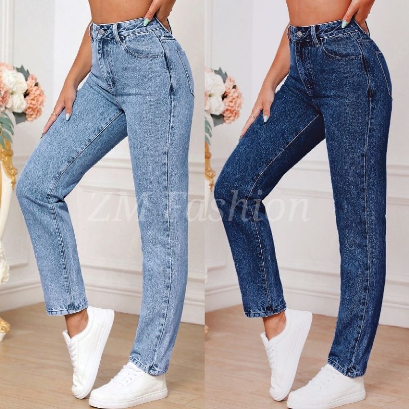 Mom Fit Jeans For Women Acid Wash High Quality Ready Stoke | Shopee ...