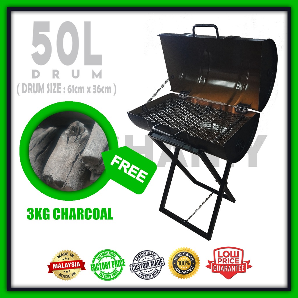 BBQ Grill Outdoor Drum Set Tong Drum 50L BBQ Set Complete With Grill