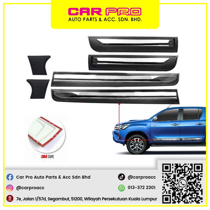 Toyota Hilux Revo 2016 2023 (Chrome) Side Doors Cladding Moulding