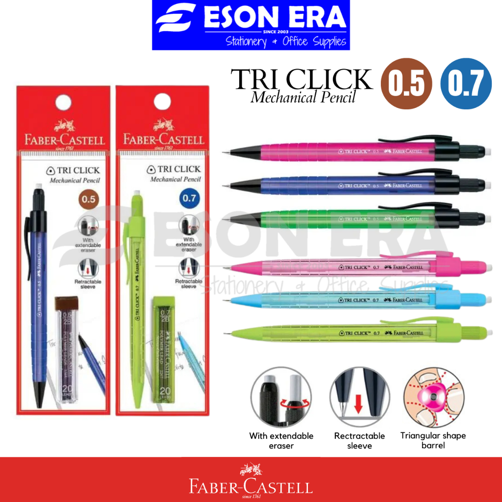 Faber-Castell Tri Click Mechanical Pencil With 2B Lead 0.5mm / 0.7mm ...