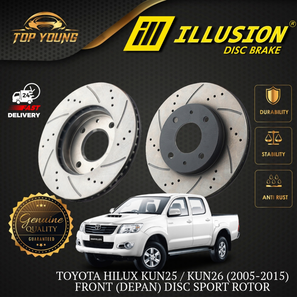 ILLUSION TOYOTA HILUX KUN25 KUN26 (2005-2015) FRONT(DEPAN) DISC ROTOR ...