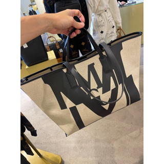 Medium Aren Shopper in Logo Glitch Canvas Black