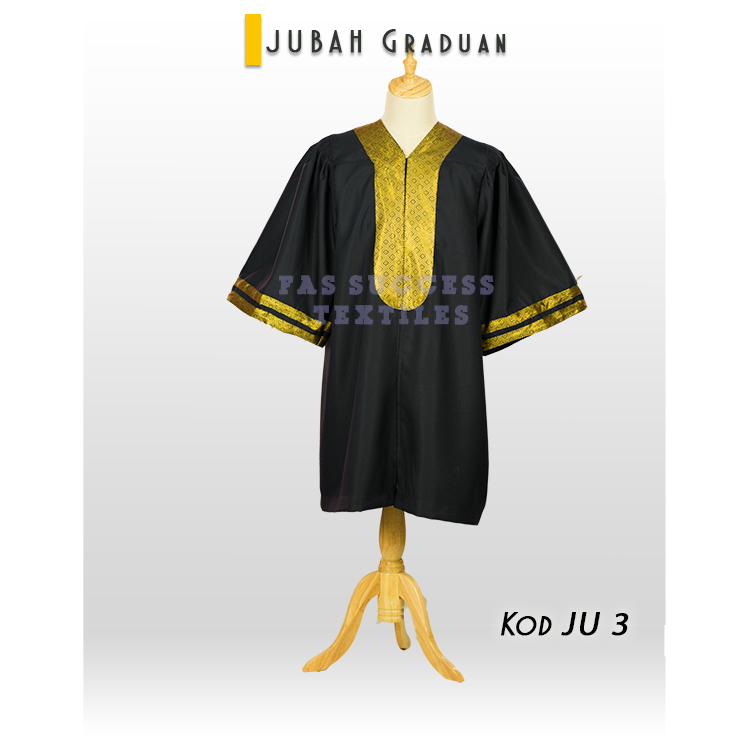 Sekolah Menengah Jubah Konvo Graduasi Exclusive Black Half Songket