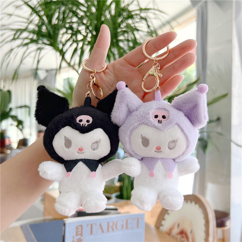 Ready Stock 12cm Kuromi keychain Cute Melody Sanrio Plush Toy Student Backpack Couple Tote bag acccesories rantai kunci Shopee Malaysia