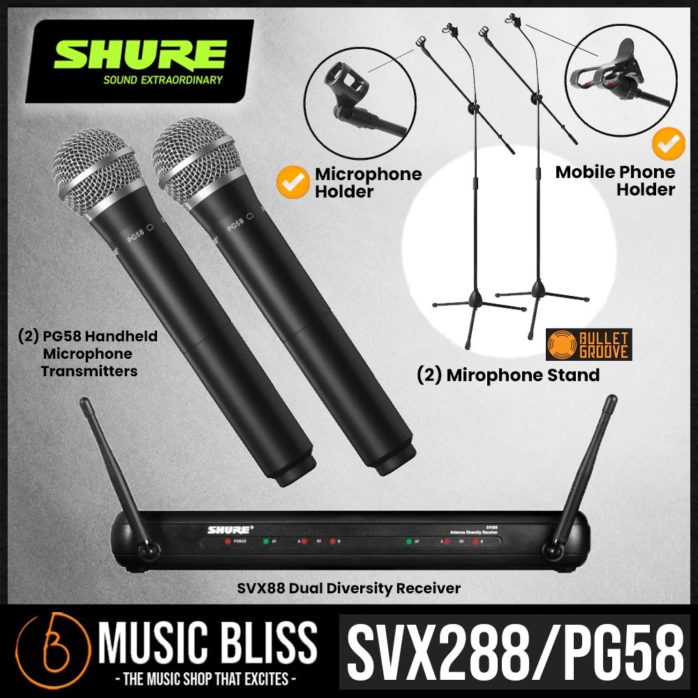 Shure SVX288/PG58 Dual Vocal Wireless System, SVX88 Dual Diversity