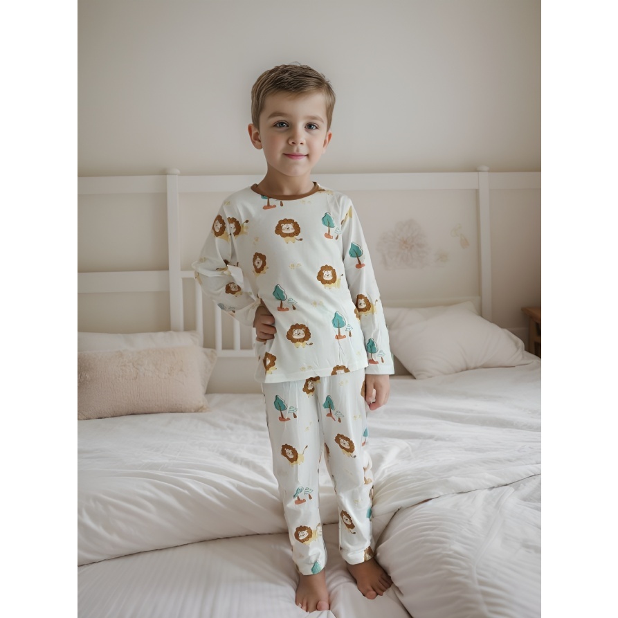 Awibubu Long Bamboo Pyjamas - Lion ( 2 - 9 Years ) | Shopee Malaysia