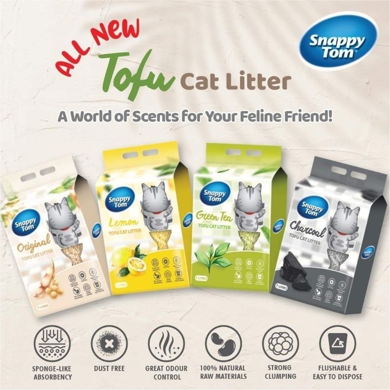 Snappy Tom Tofu Cat Litter 7L Original/Green Tea/Charcoal/Lemon 豆腐猫砂
