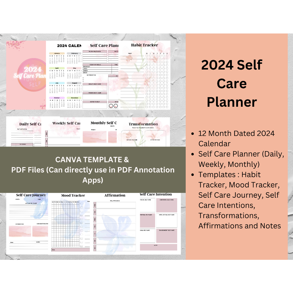 Self Care Planner - Canva Template (Customizable) | Shopee Malaysia