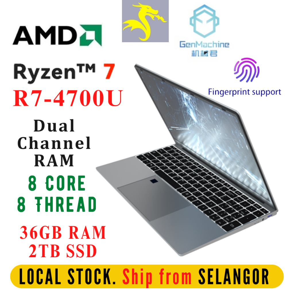 2023 AMD Ryzen 7 4700U 15.6 inch Laptop 36GB DDR4 RAM 2TB SSD Computer ...