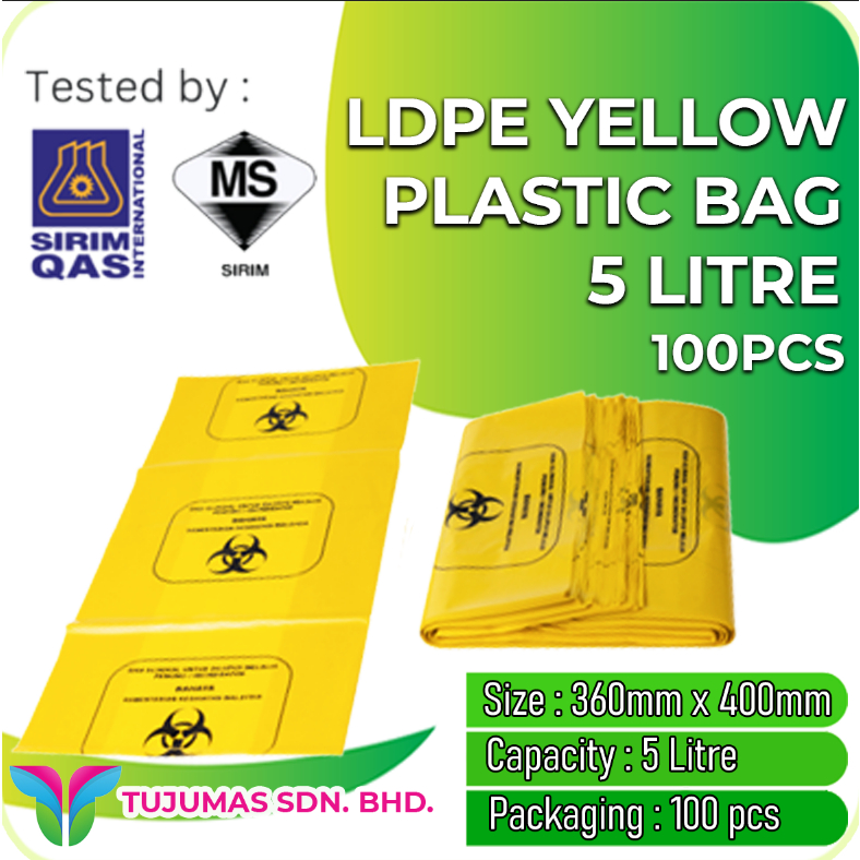 Biohazard Bag / Yellow Waste Bag / Dispose Biohazardous Waste (5L/10L