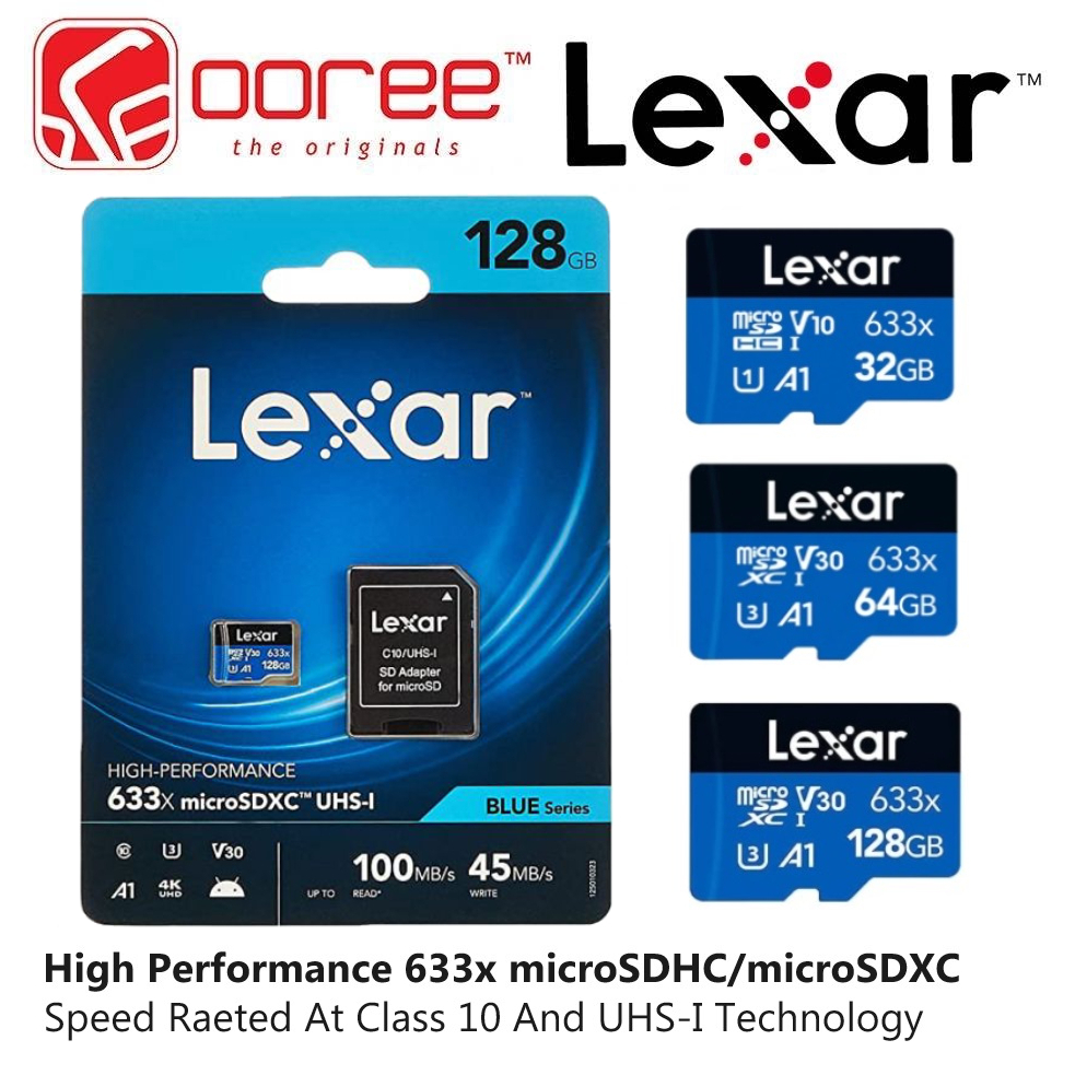 Lexar High-Performance 633x 128GB microSDXC UHS-I Card with SD Adapter,  C10, U3, V30, A1, Full-HD & 4K Video, Up To 100MB/s Read, for Smartphones